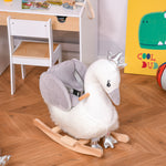 Cute Kids Ride-on Rocking Swan W/ Sound Handlebars Seat Belt Plush Body