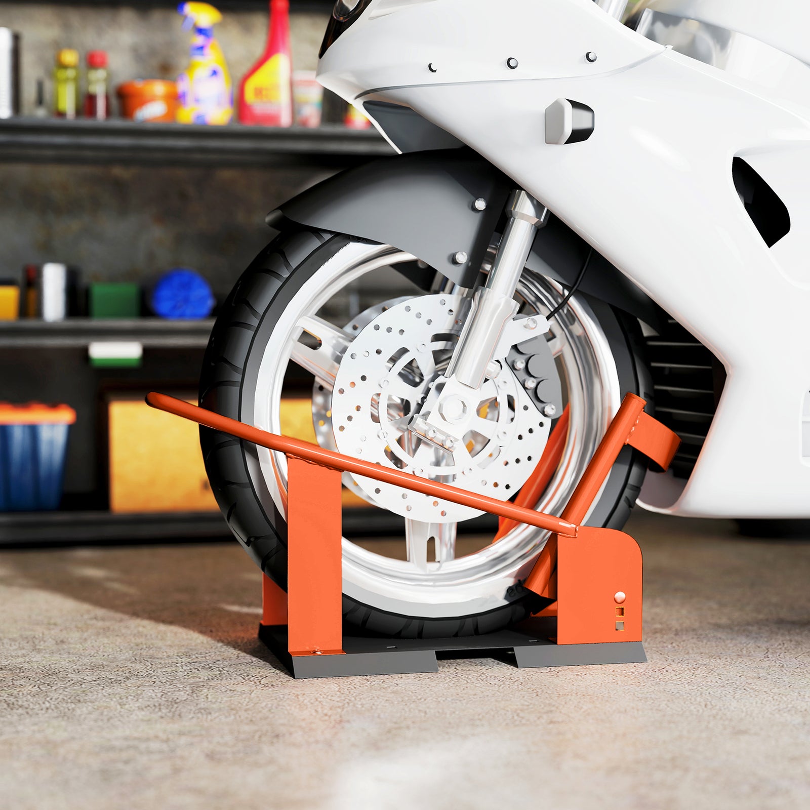 HOMCOM 816.5 Kg Motorcycle Wheel Chock, Motorcycle Front Wheel Holder