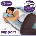 U Shaped Pregnancy Pillow, 135x75x20cm Shredded Memory Foam Full Body Maternity Cushion For Sleeping | U Shape | Blue
