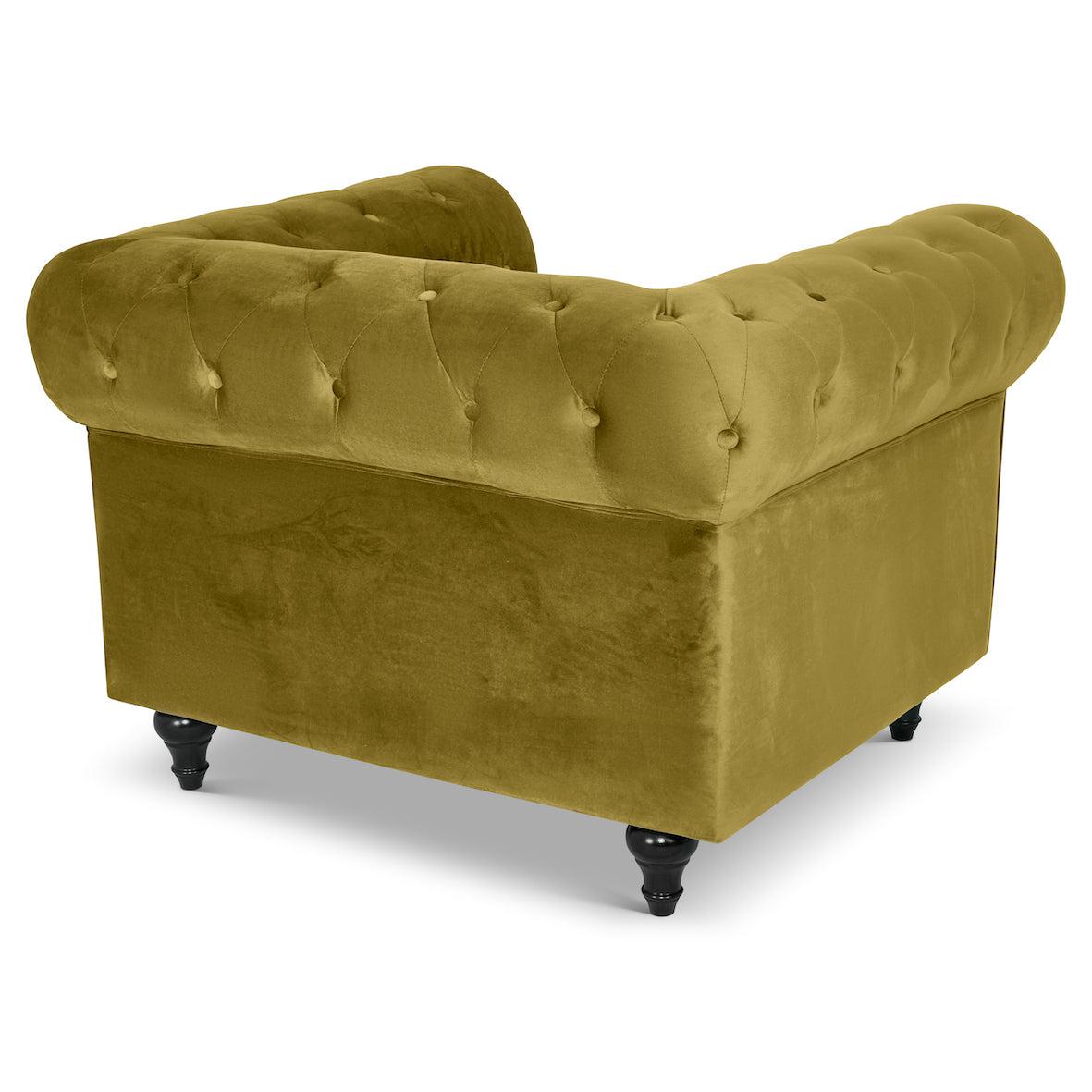 Button Tufted Velvet Living Room Armchair | Gold