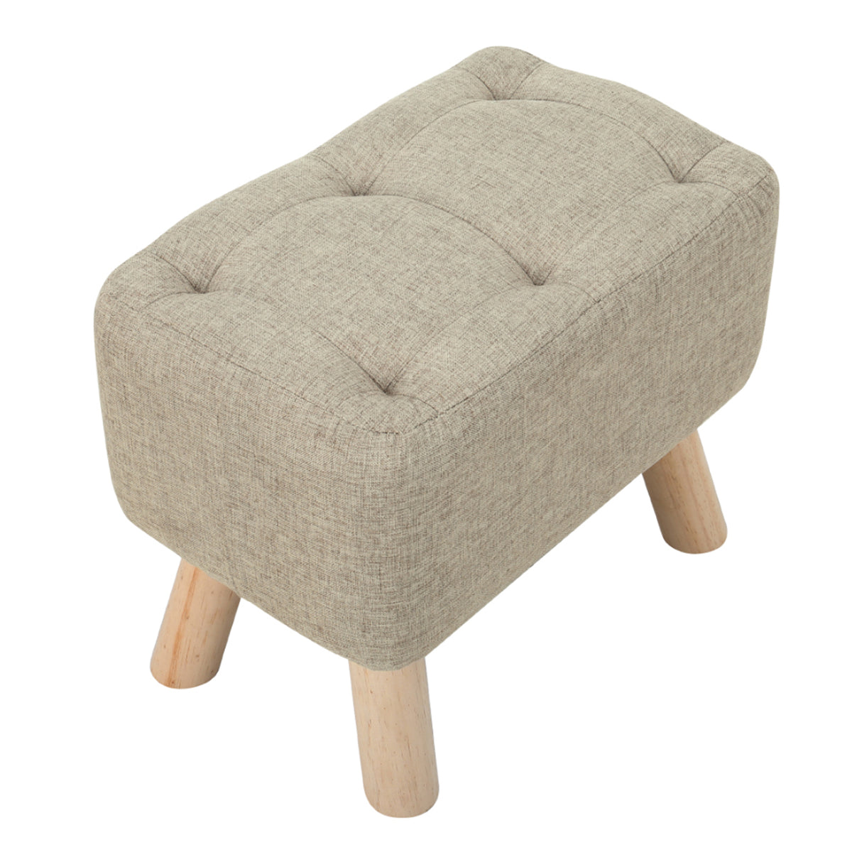 Living and Home Linen Upholstered Ottoman Footstool With Pocket