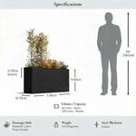 Long Zinc Galvanised Tall Trough Planter | 80cm x 25cm x 60cm | Black Gloss