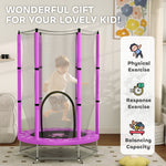4.6ft Kids Trampoline W/ Safety Enclosure Net, For Indoor Outdoor | Purple