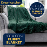 Blanket Throw Soft Faux Fur 160 X 130cm Fleece Overblanket Fluffy Blanket  For Sofa & Beds | L | Green