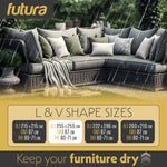 L Shaped Waterproof Garden Furniture Cover, Outdoor Patio Weatherproof Rattan Sofa Shield | 255 x 255 x 80cm | Black