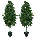 Pair Of 120cm (4ft) Artificial Topiary Bay Trees Pyramid Cones - Extra Large