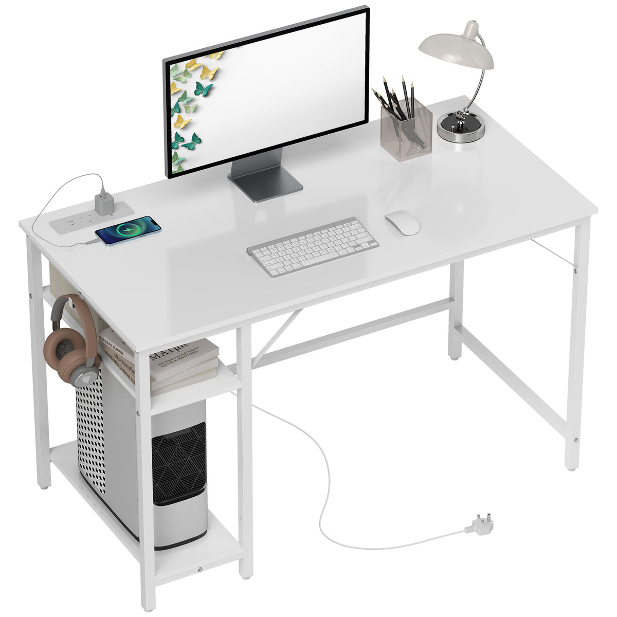 HOMCOM 120 X 60 Cm Home Office Desk Reversible Study Table For Bedroom White