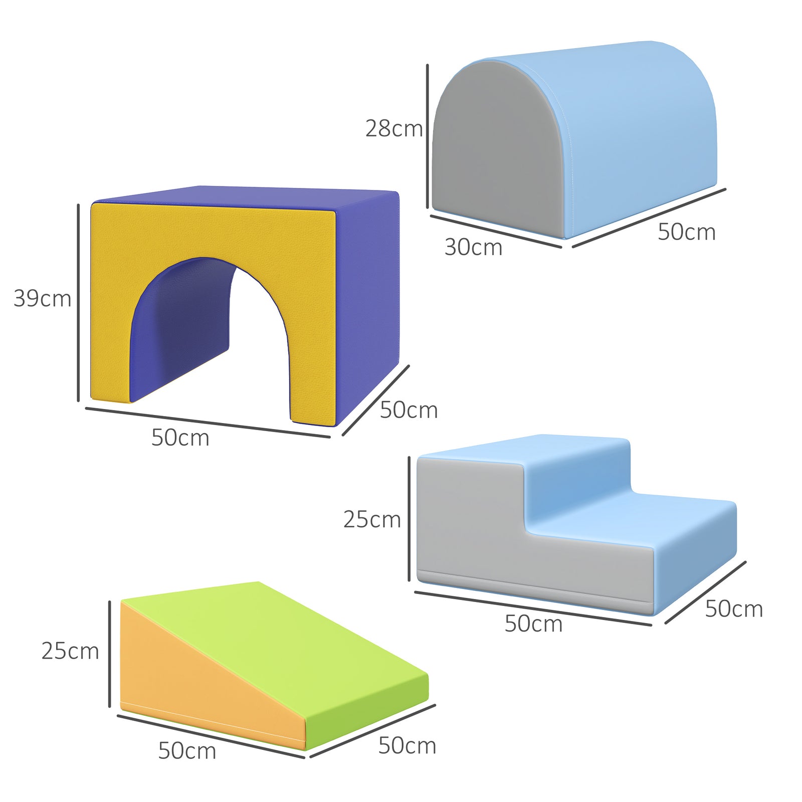 4-piece Soft Play Set, Baby Foam Block Toy Toddler 1-3 Years | Blue