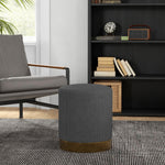 Modern Round Footstool, Fabric Upholstered Foot Rest | One Size | Charcoal Gray