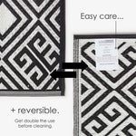 Luxury Outdoor Rug Waterproof Reversible For Garden Patio, Black & White Geometric