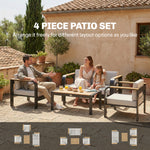 Outsunny 4 Seater Aluminium Garden Furniture Set With Olefin Cushions, Beige