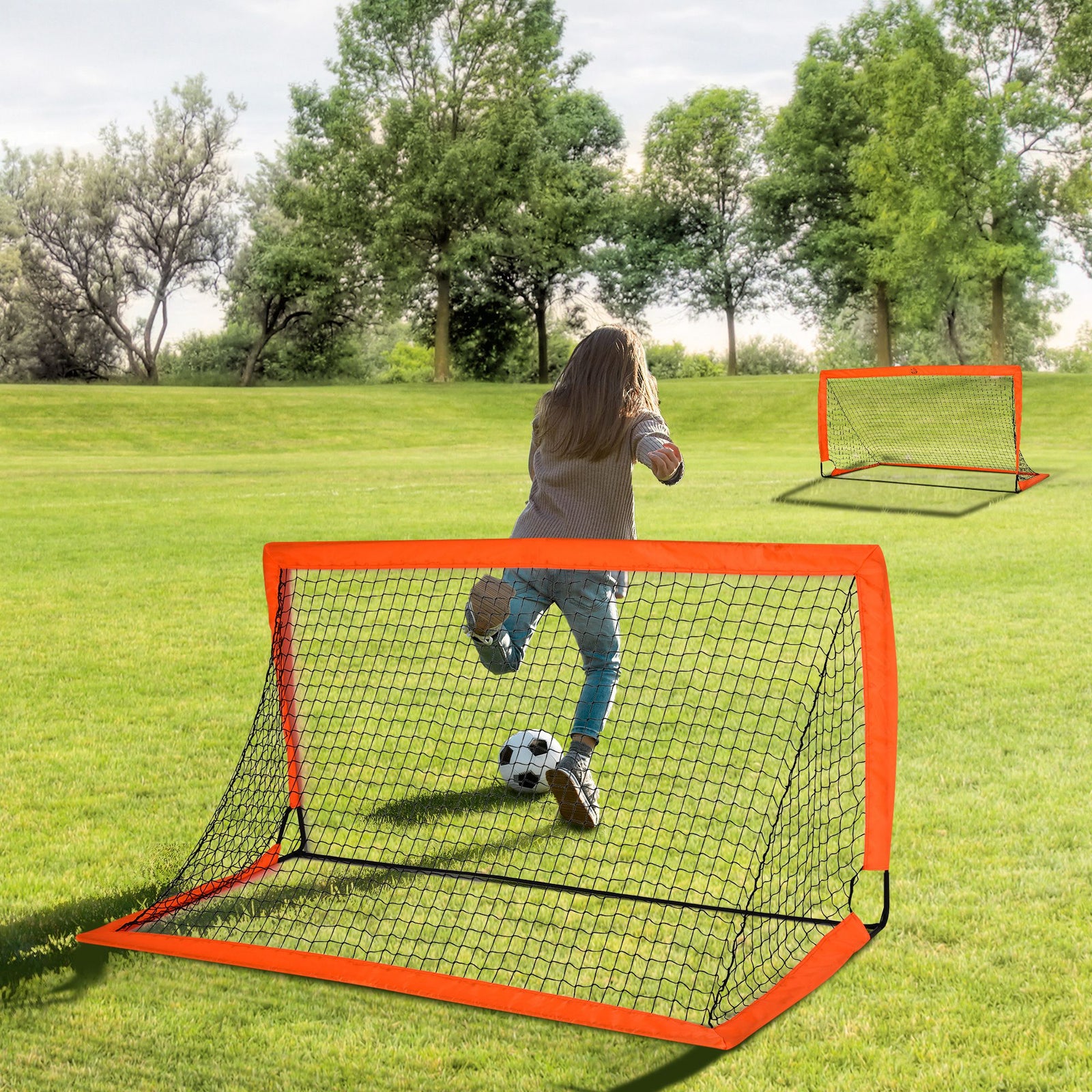 Football Goal Net Folding Outdoor With All Weather 6ft X 3ft | Orange