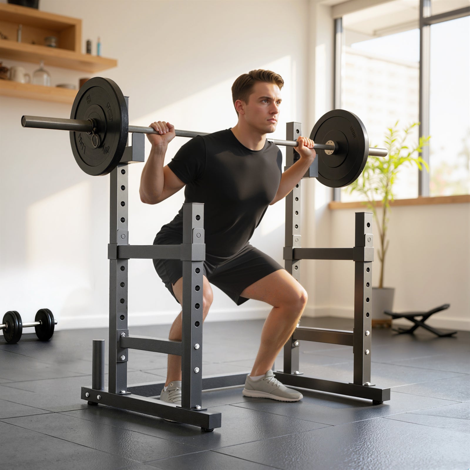 SPORTNOW Adjustable Squat Rack, Barbell Rack Stand, Max Load 300kg