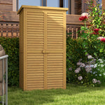 Wooden Garden Storage Shed, 3-tier Shelves Tool Cabinet