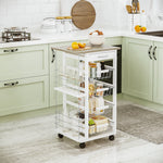 Kitchen Island Trolley W/ 4 Baskets 2 Side Racks Drawer | Antique White
