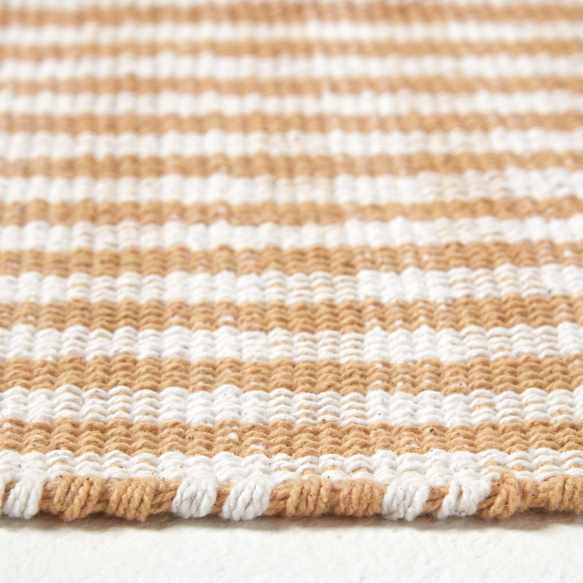 Cotton Gingham Check Rug Hand Woven | 170cm | Beige