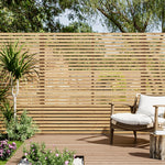 180cm W X 180cm H Garden Privacy Wooden Fence Panel, Solid Pine Slatted Outdoor Fence With Water-based Finish