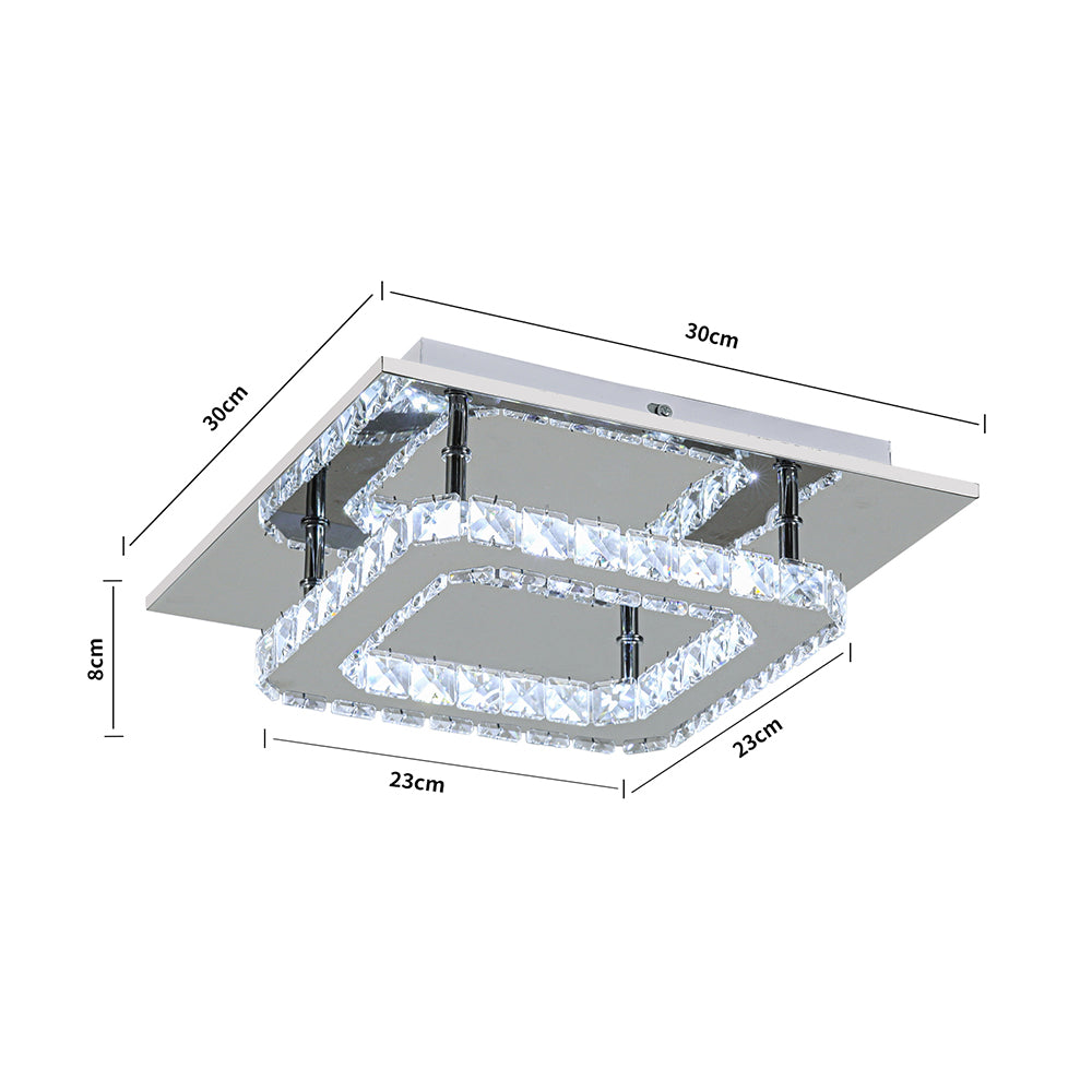 Modern Square Crystal Ceiling Light With Chrome Finish