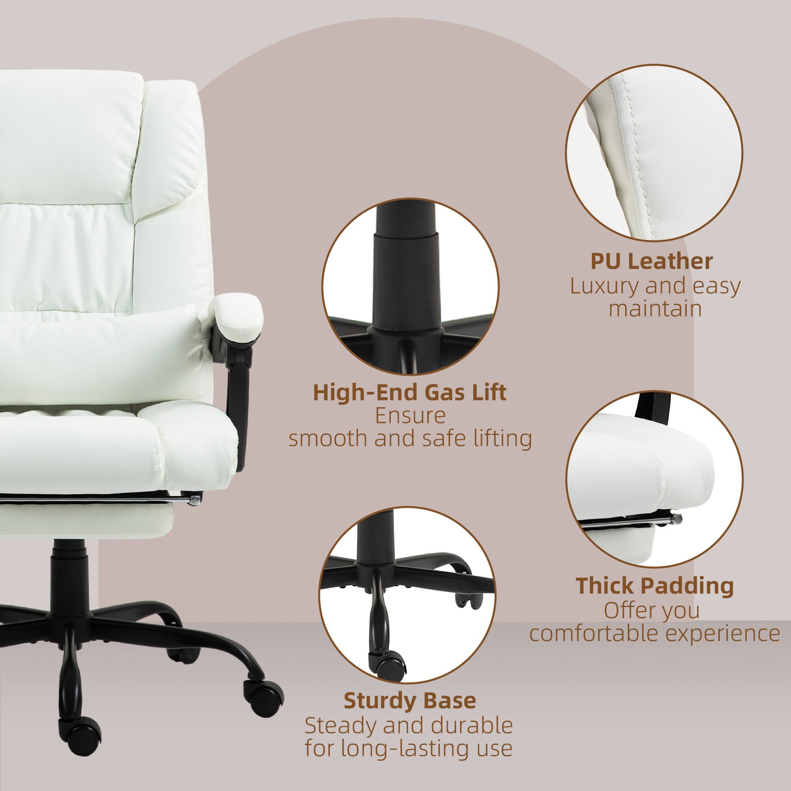 Pu Leather Massage Office Chair 6 Vibration