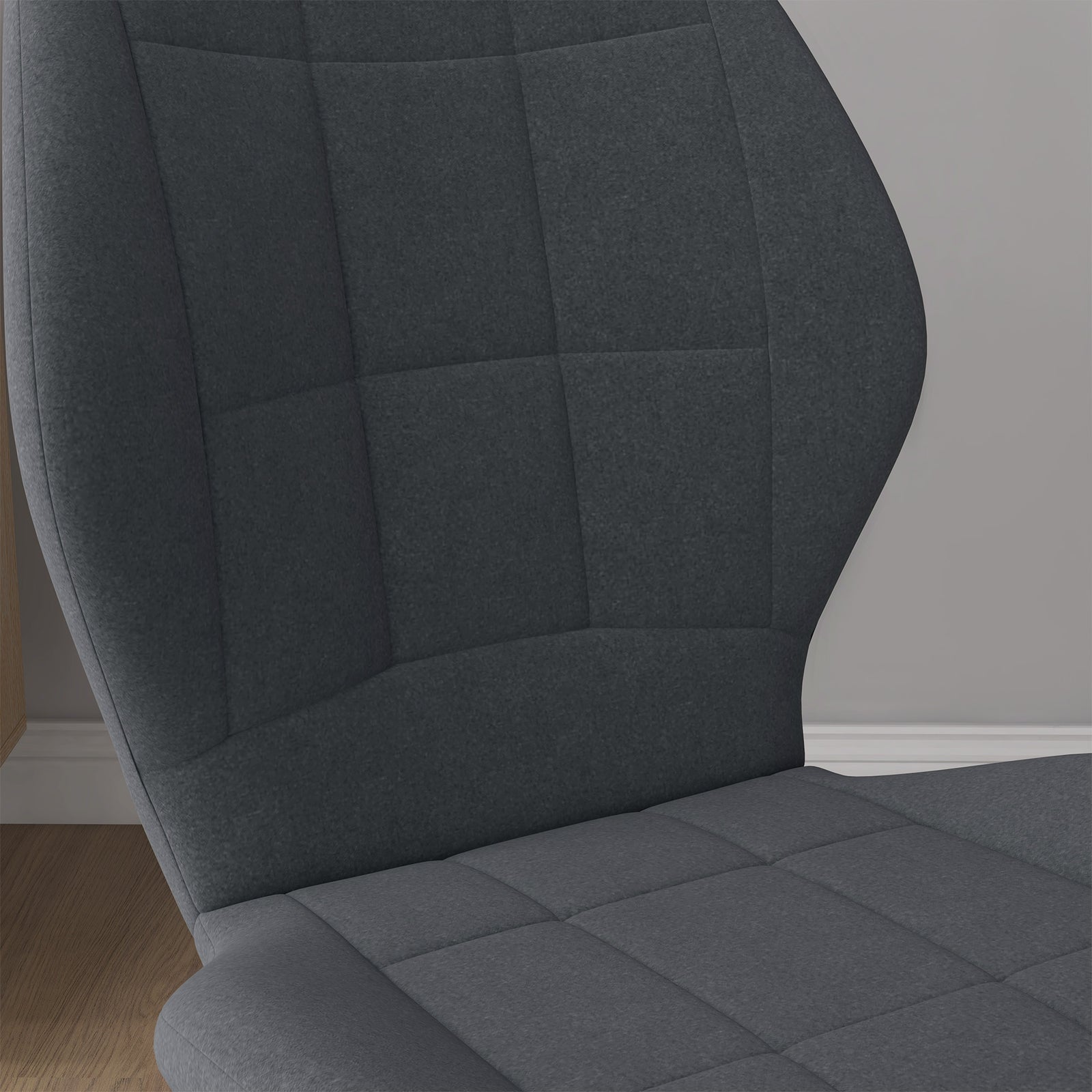 Dining Chairs Set Of 4, Flannel Upholstered Kitchen Chairs | Dark Gray