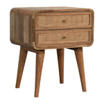 Solid Wood Close-knit 2 Drawer Bedside