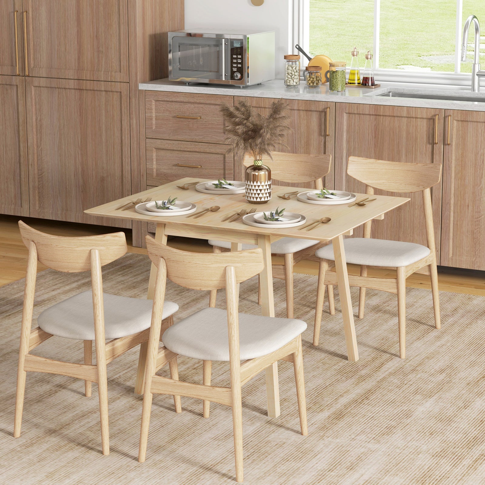 Folding Dining Table For Small Space Wood Drop Leaf Table | Natura