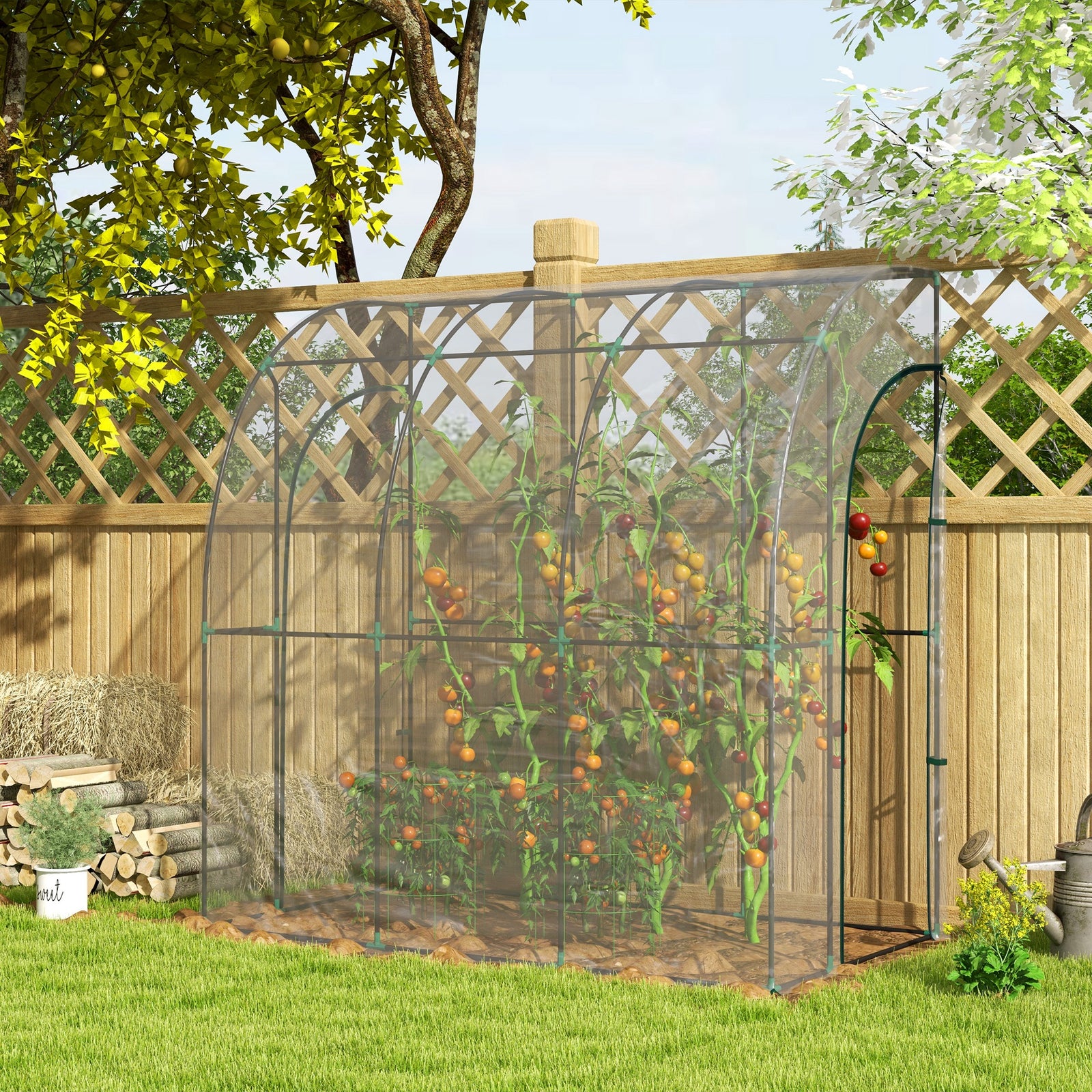 214x118x212cm Walk-in Lean-to Greenhouse