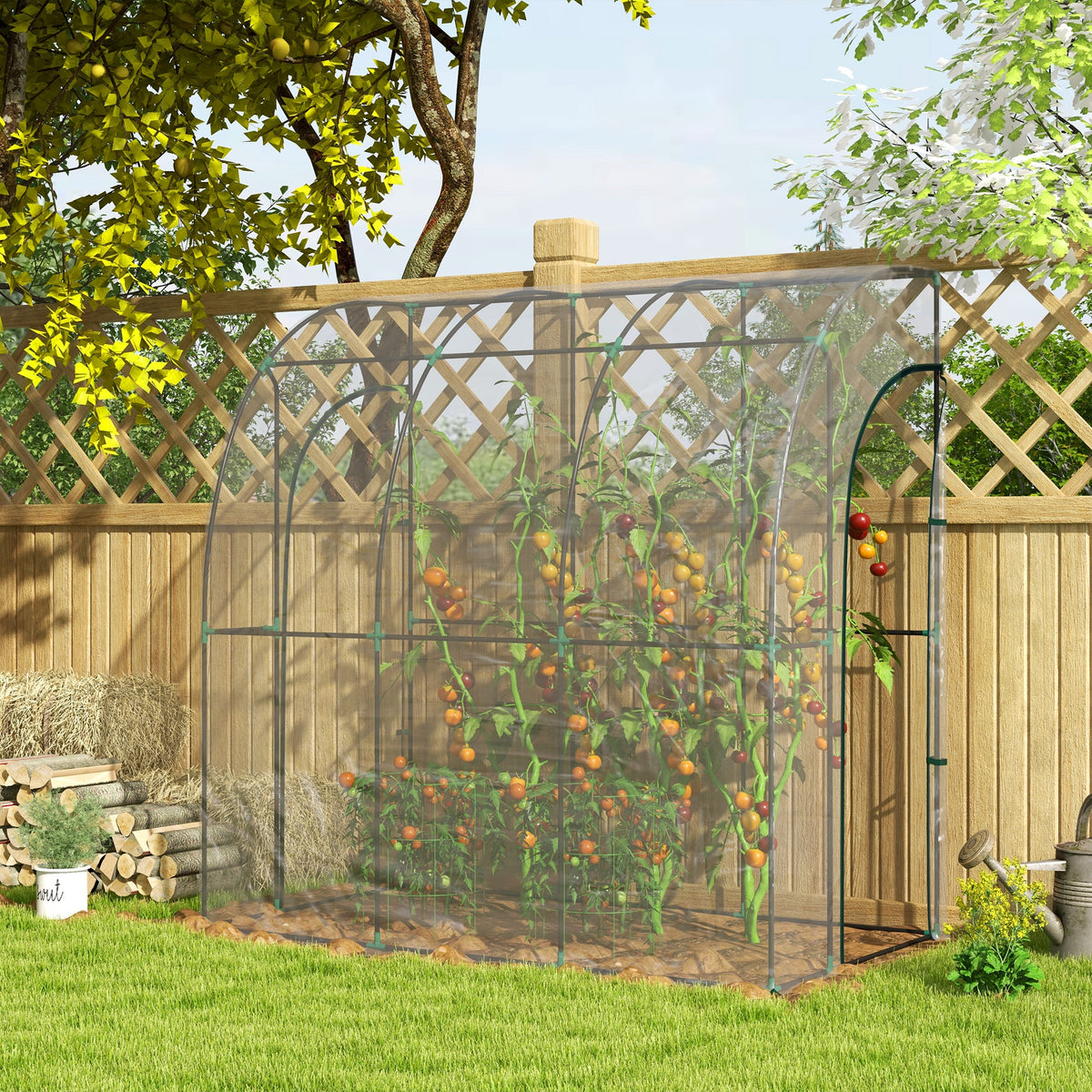 214x118x212cm Walk-in Lean-to Greenhouse