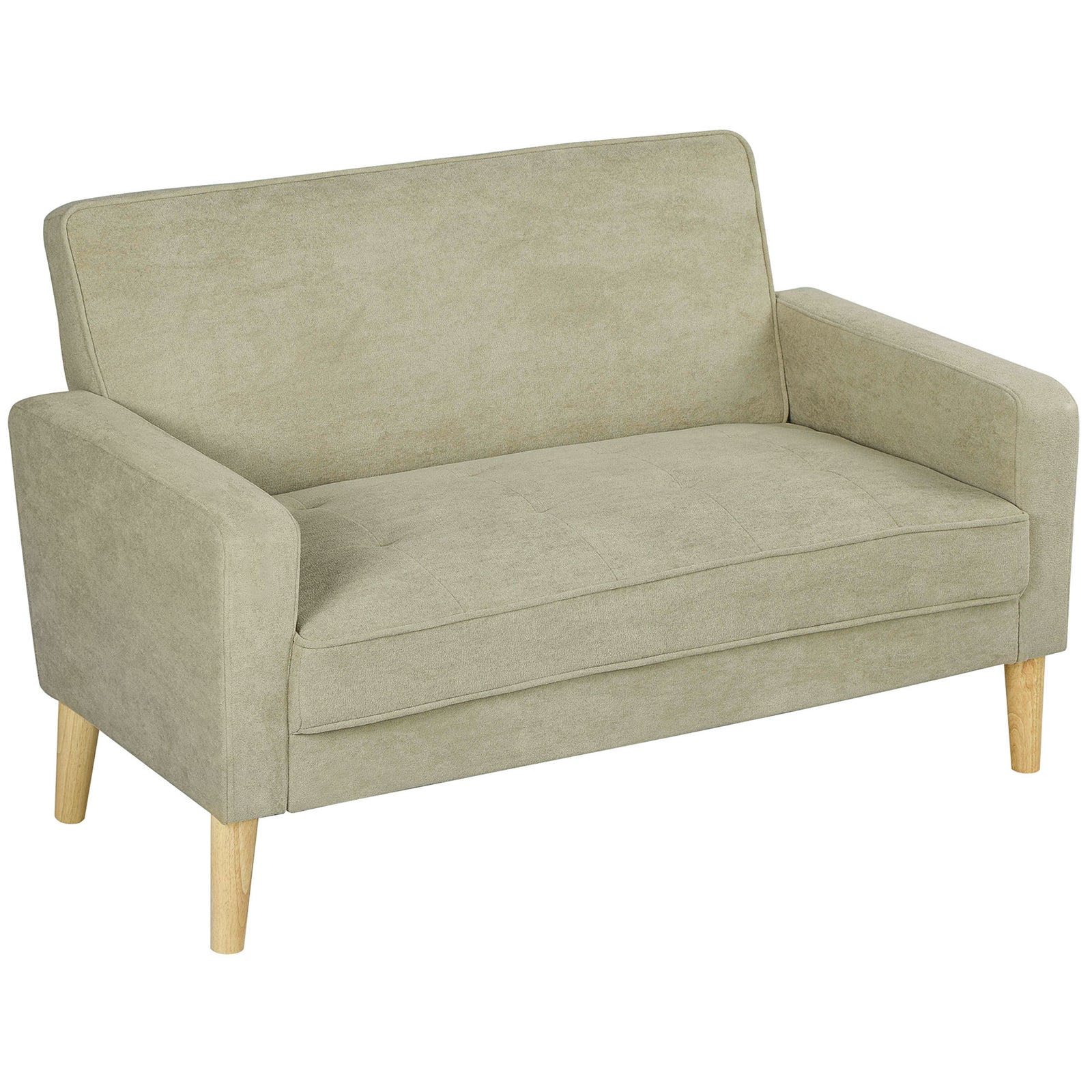 2 Seater Sofa, Velvet-feel Upholstered Loveseat For Small Space | Beige