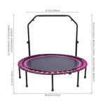 48in Bungee Cords Foldable Round Trampoline With Adjustable U-handle Bar | Pink