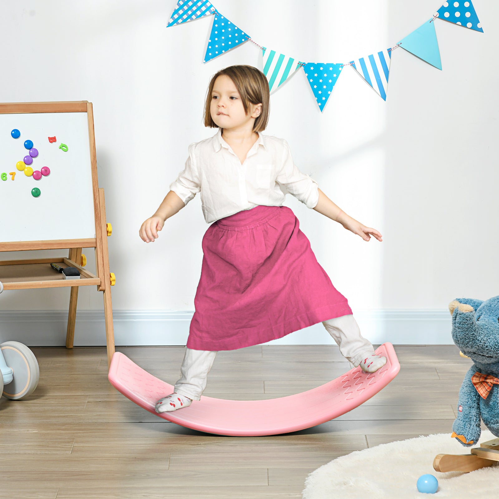 Zonekiz Balance Board, Kids Wobble Board, Montessori Toy For 3-6 Years | Pink