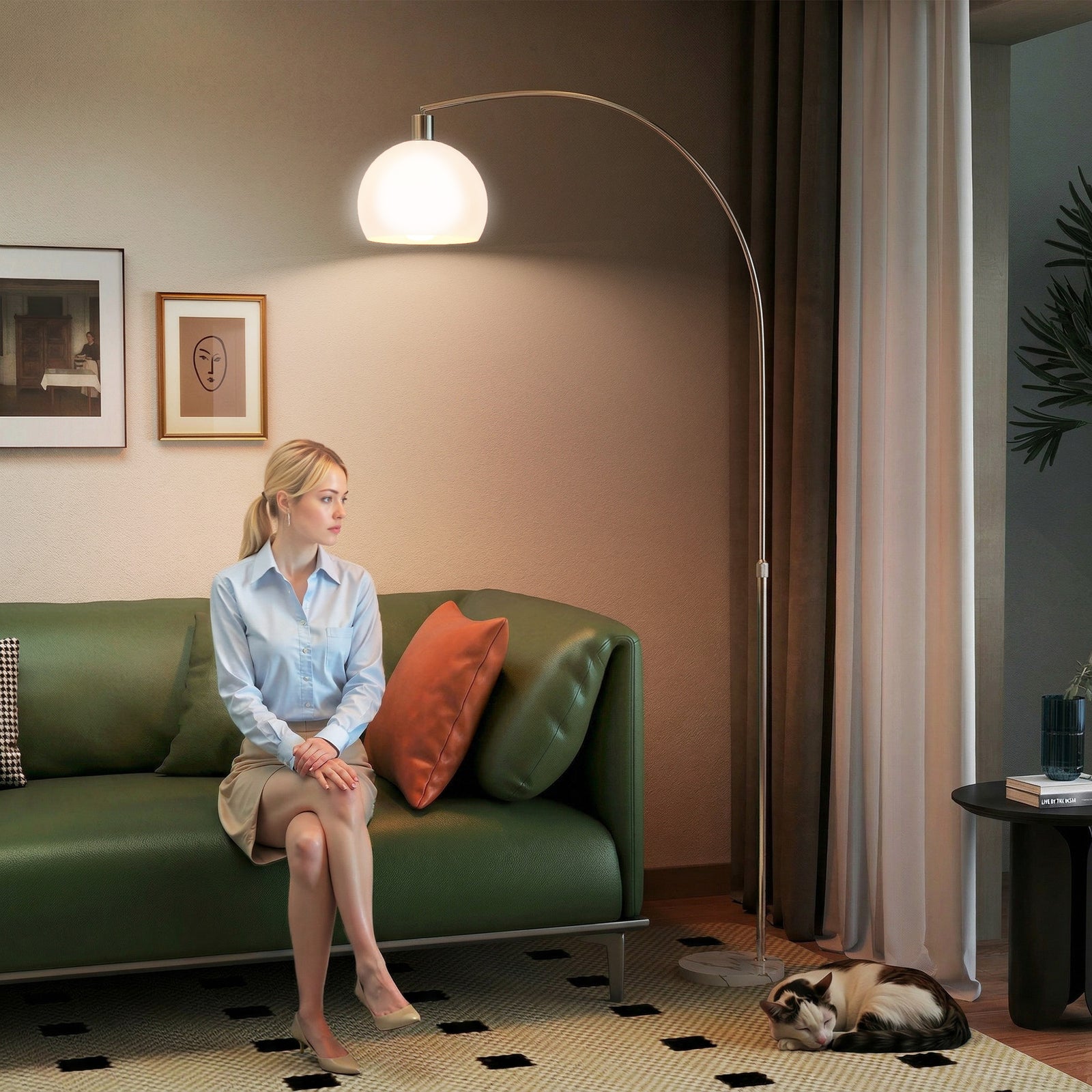 Modern Standing Lamp With Shade & Foot Switch | White