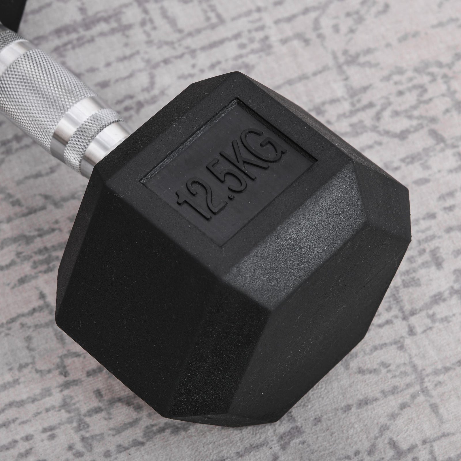 12.5kg Hex Rubber Dumbbell For Home Exercise | Black