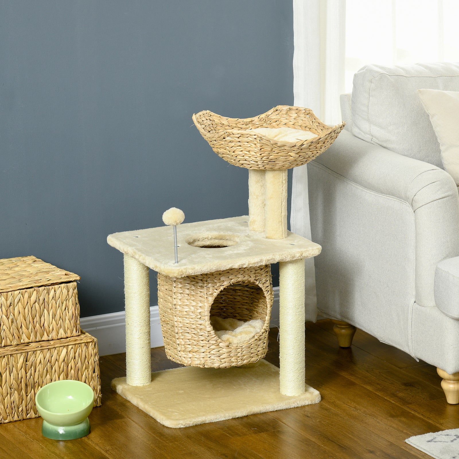 Cat Tree With Scratching Posts, Cat House, Bed, Washable Cushions