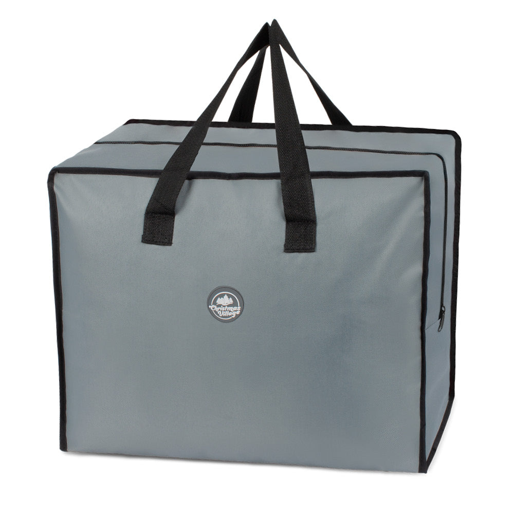 Premium Grey Xmas Decoration Bag With Reinforced Handles