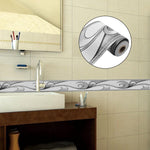 Pvc Silver Grey Prepasted Wallpaper Border Roll