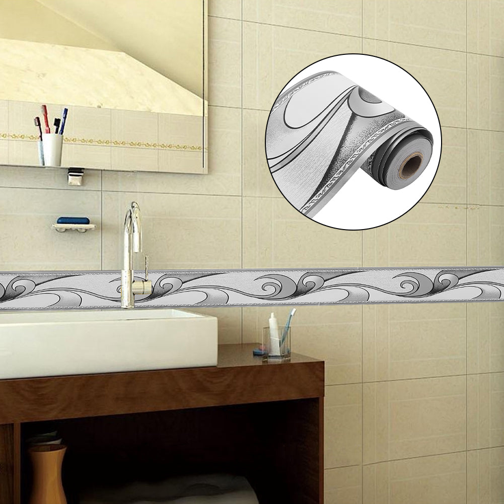 Pvc Silver Grey Prepasted Wallpaper Border Roll