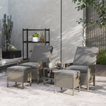 5 Pcs Rattan Garden Furniture Set W/ Cushions | Dark Gray