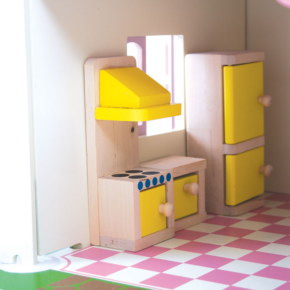 Wooden Dolls House Furniture Set, Includes 27 Play Pieces