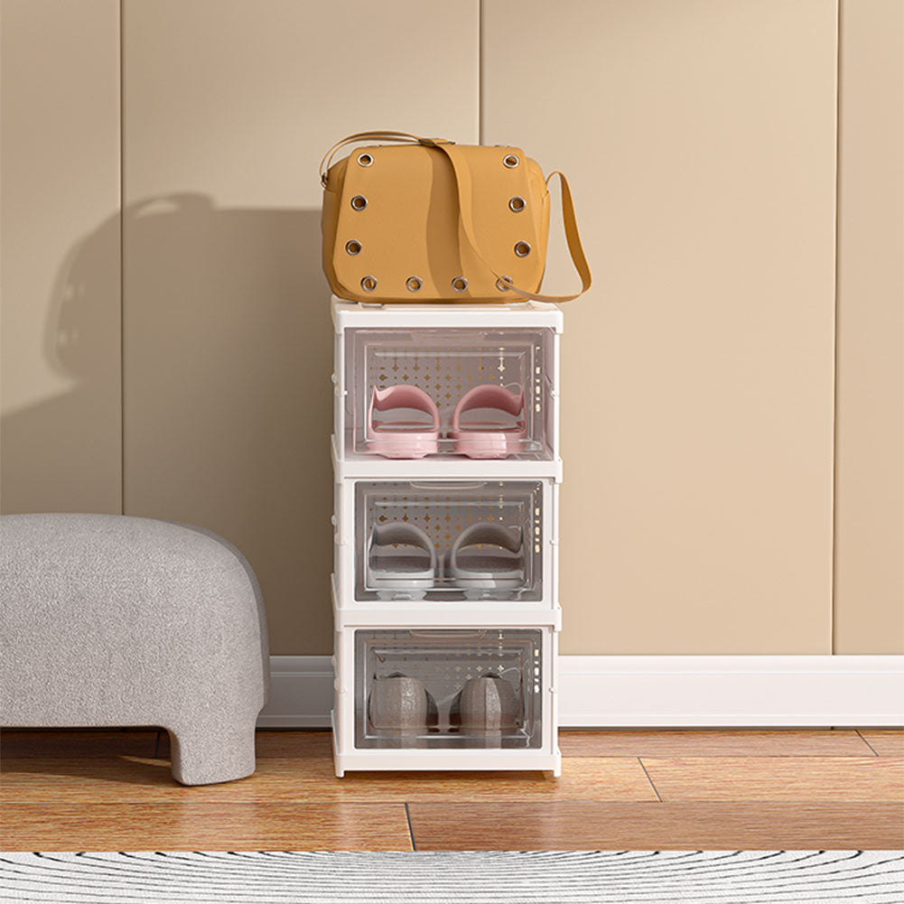 3 Tier Foldable Shoe Storage Box Unit