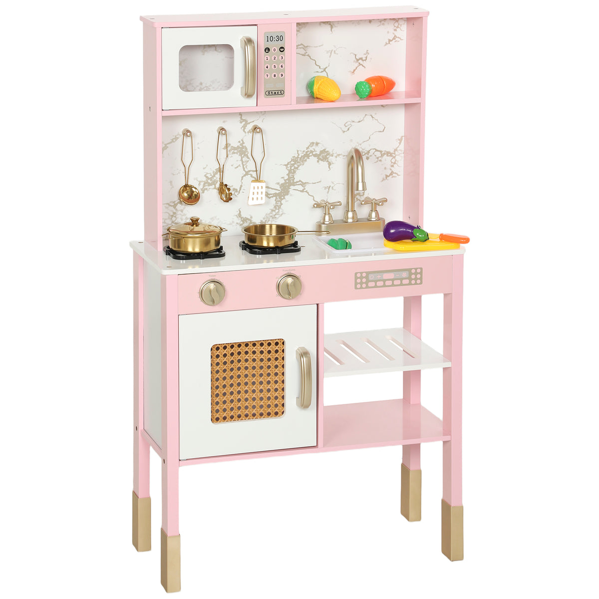 AIYAPLAY Kids Kitchen Playset With Pretend Play Kitchen Accessories, Pink