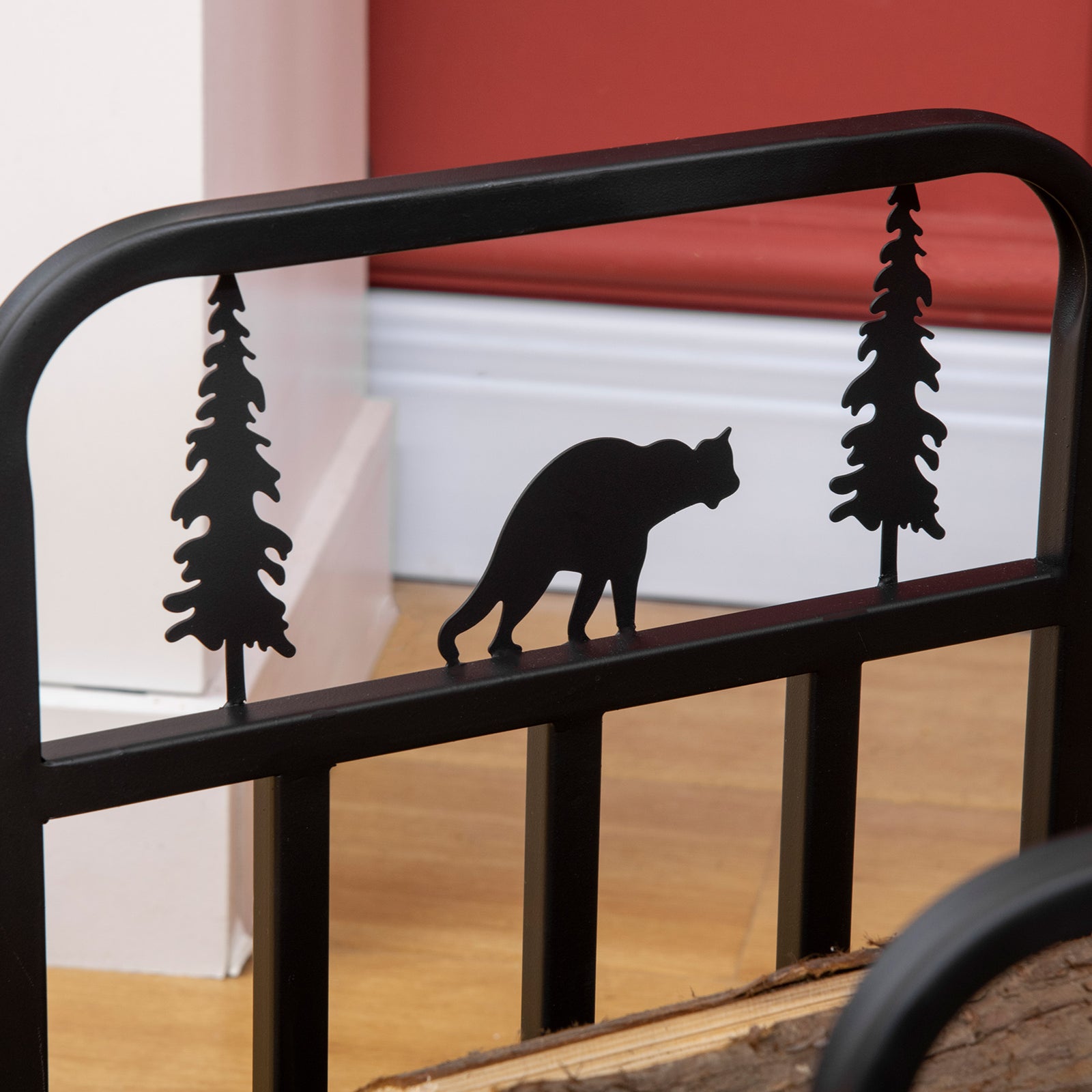 Curved Log Rack W/ Handles, Black
