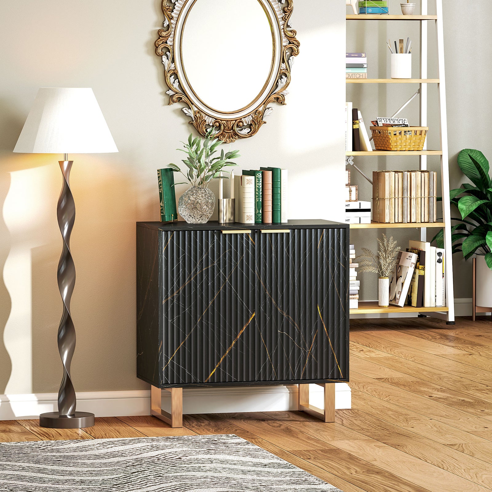 Sideboard Buffet Cabinet With 2 Doors And Adjustable Shelves | One Size | Black