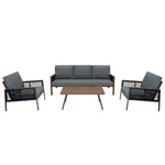 Aluminium 4 Piece Sofa Set With Rattan Storage Box | Brown