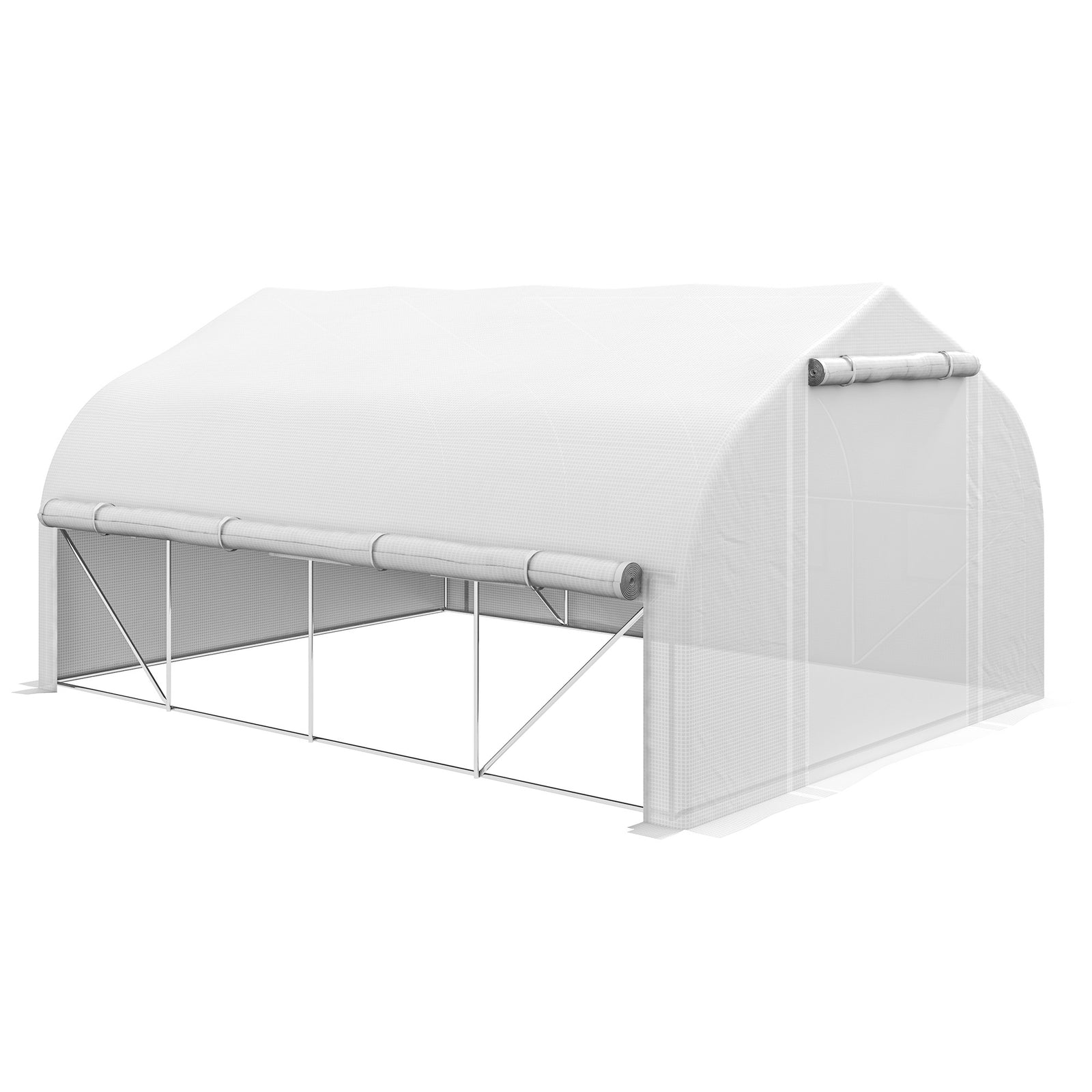 4x3m Polytunnel Greenhouse W/ Sidewalls & Door