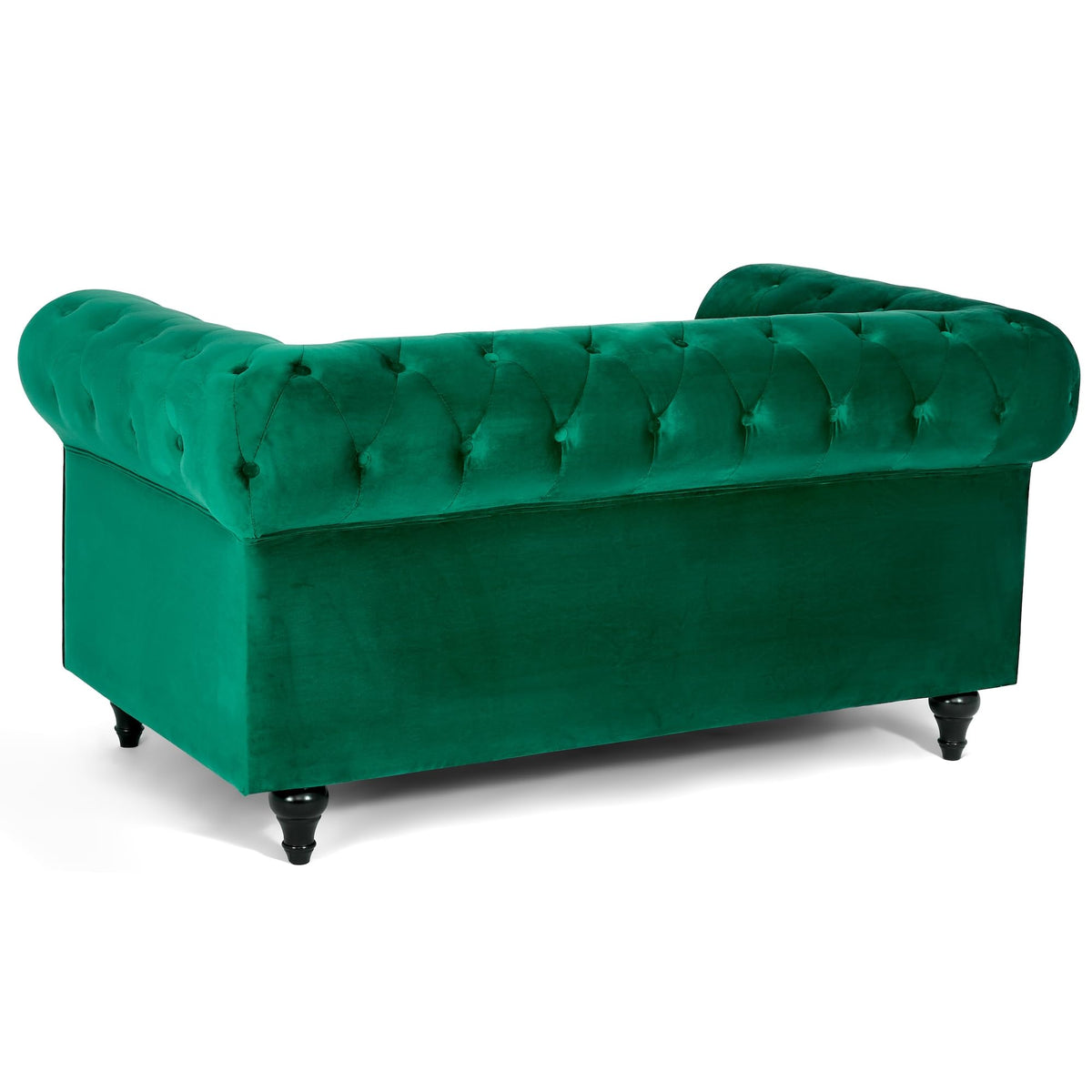 Chesterfield Scroll Arm Velvet Sofa 2 Seater | Emerald
