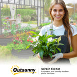 Set Of 2 Raised Beds For Garden W/ Metal Plant Stakes | Dark Gray