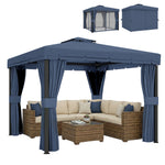 3 X 3(m) Garden Gazebo Shelter Party Tent With 2 Tier Roof | Dark Blue