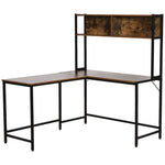 Industrial L-shaped Work Desk & Storage Shelf Steel Frame