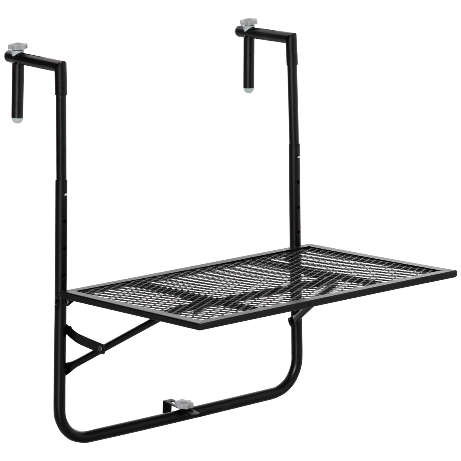 Balcony Hanging Table, Metal, Adjustable Folding, Black